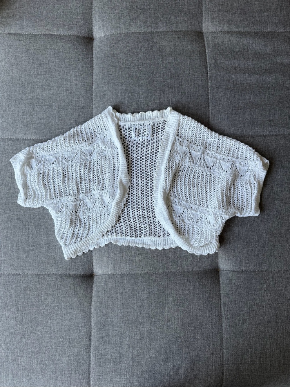 White Cropped Open-Knit Women's Sweater Shrug